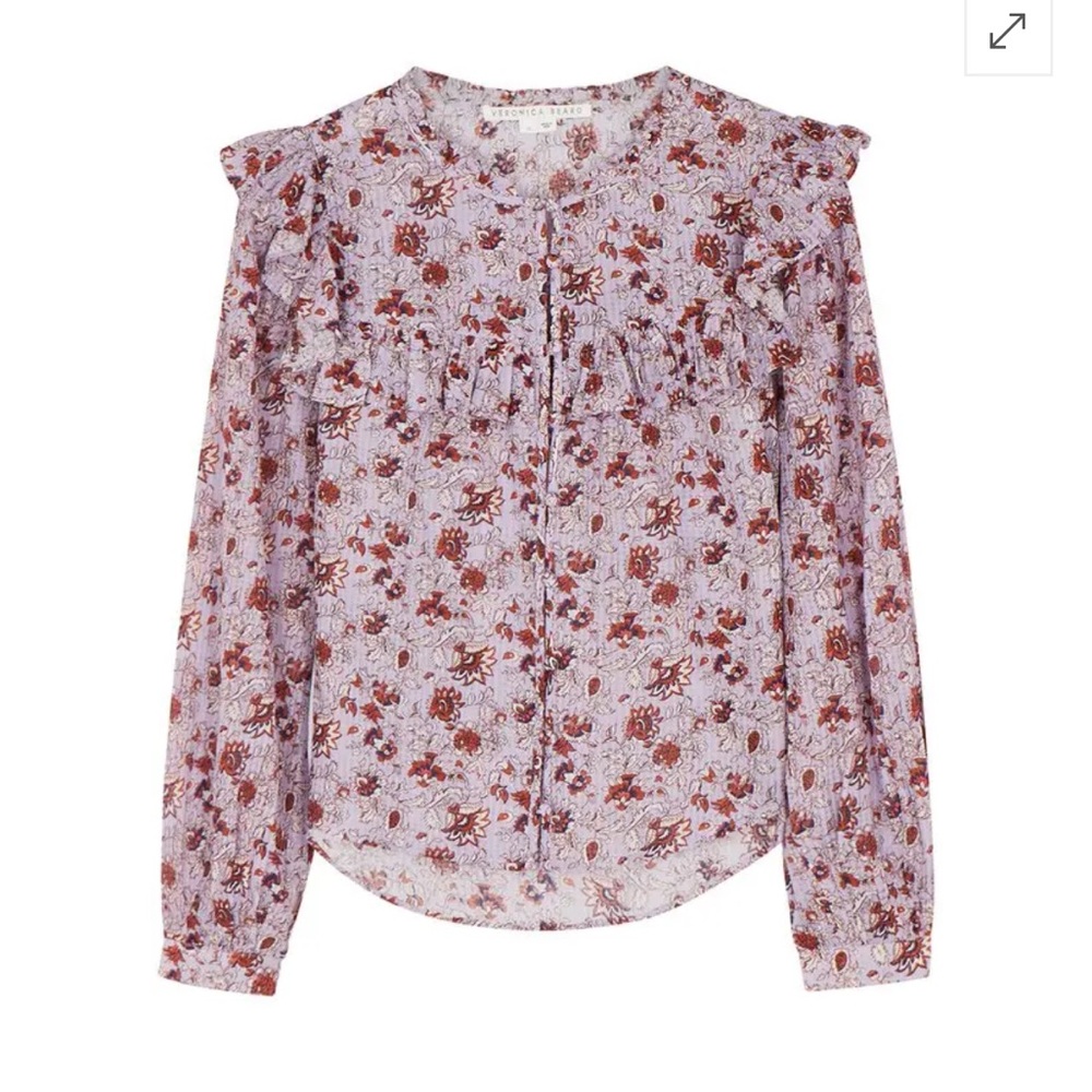 Veronica Beard Viveca Floral Print Ruffle Blouse